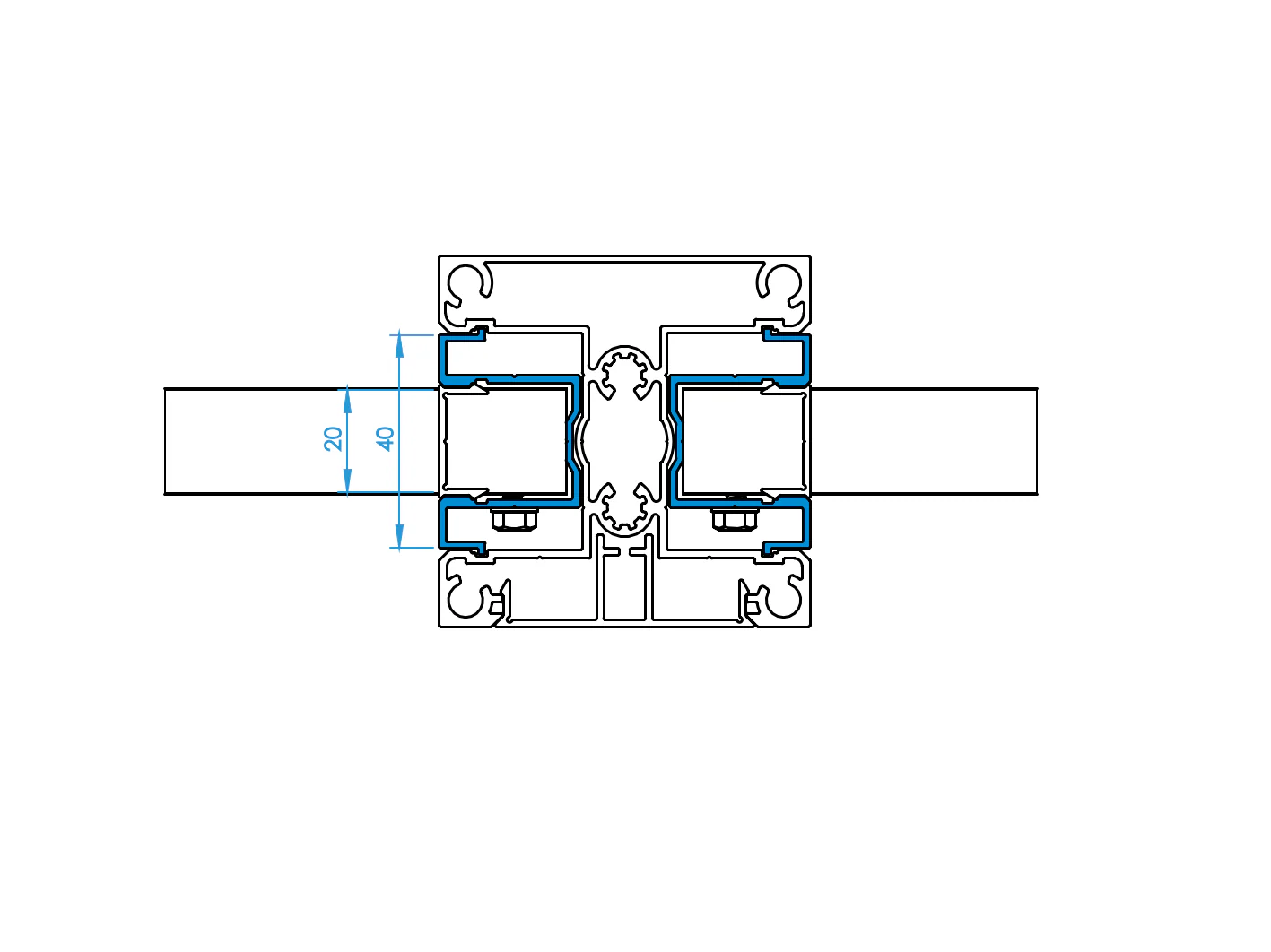 Aluminiowa redukcja słupka z 40 na 20 mm wypełnienie, 40 x 26 – 6,0 m – Antracyt RAL 7016 - Image 2