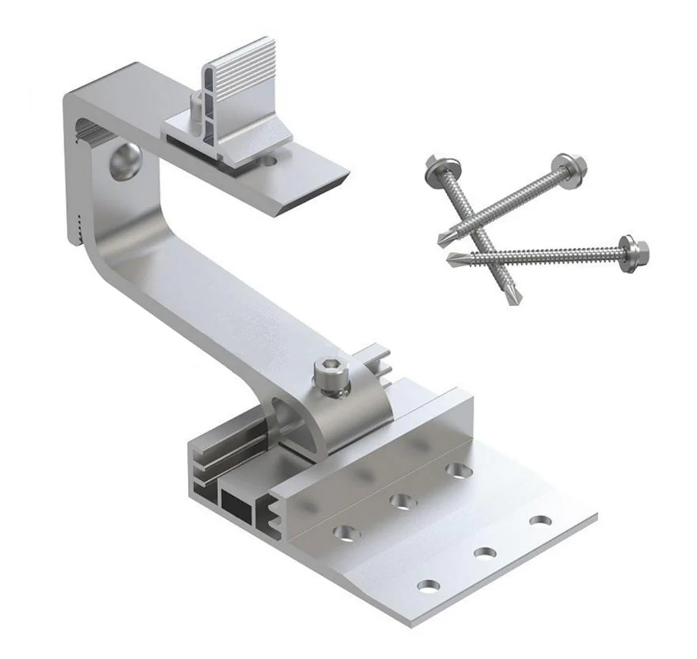 Aluminiowy hak dachowy regulowany - zestaw dachówka ceramiczna/beton