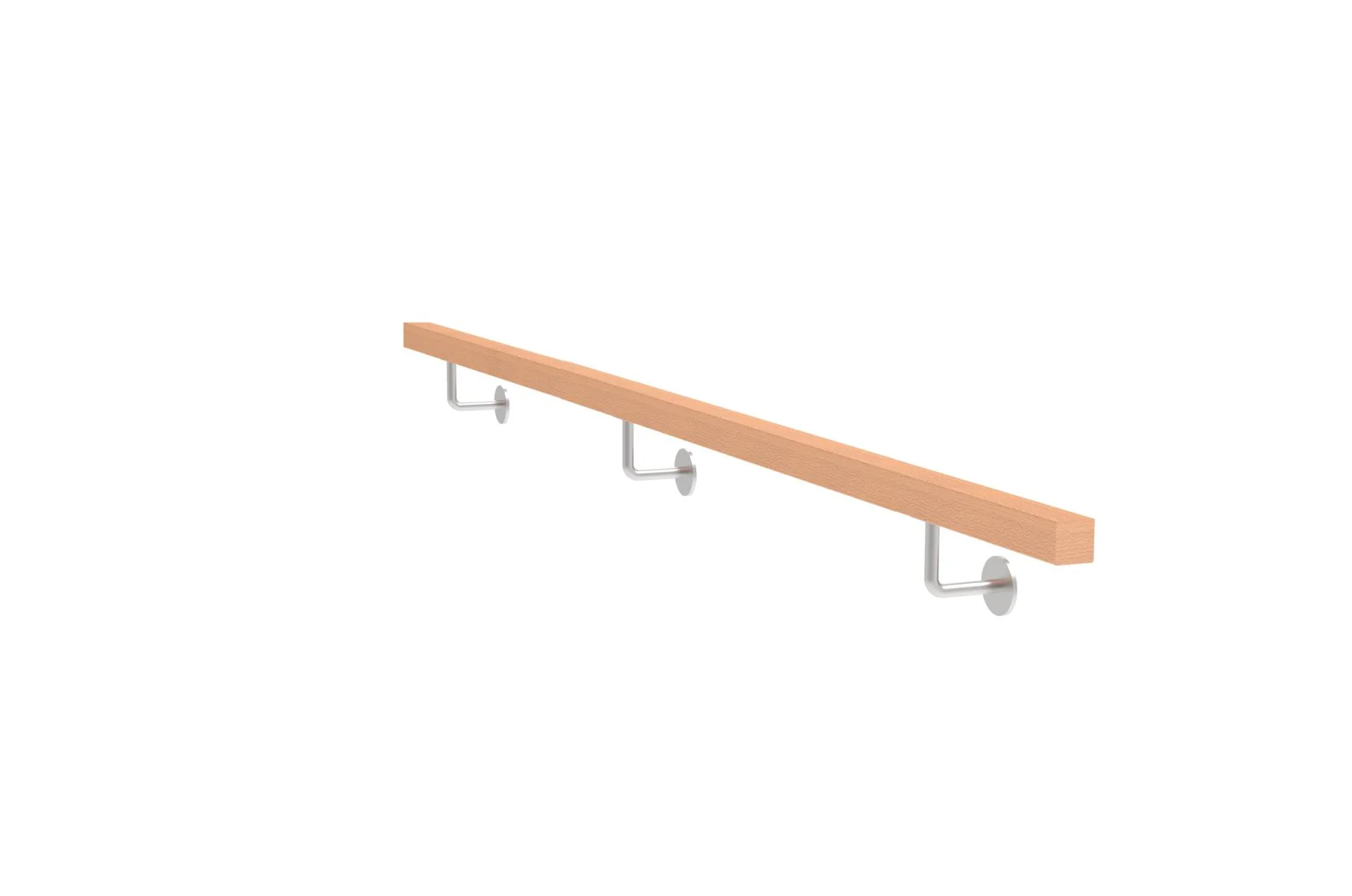 Drewniana poręcz BUK - CINK i uchwyty ze stali nierdzewnej, JP40x40mm/L2500mm