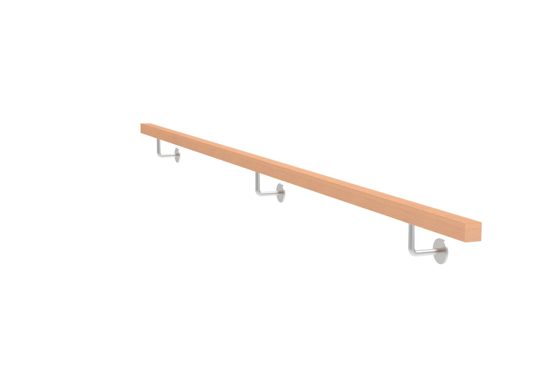 Drewniana poręcz BUK i uchwyty ze stali nierdzewnej, JP40x40mm/L3000mm
