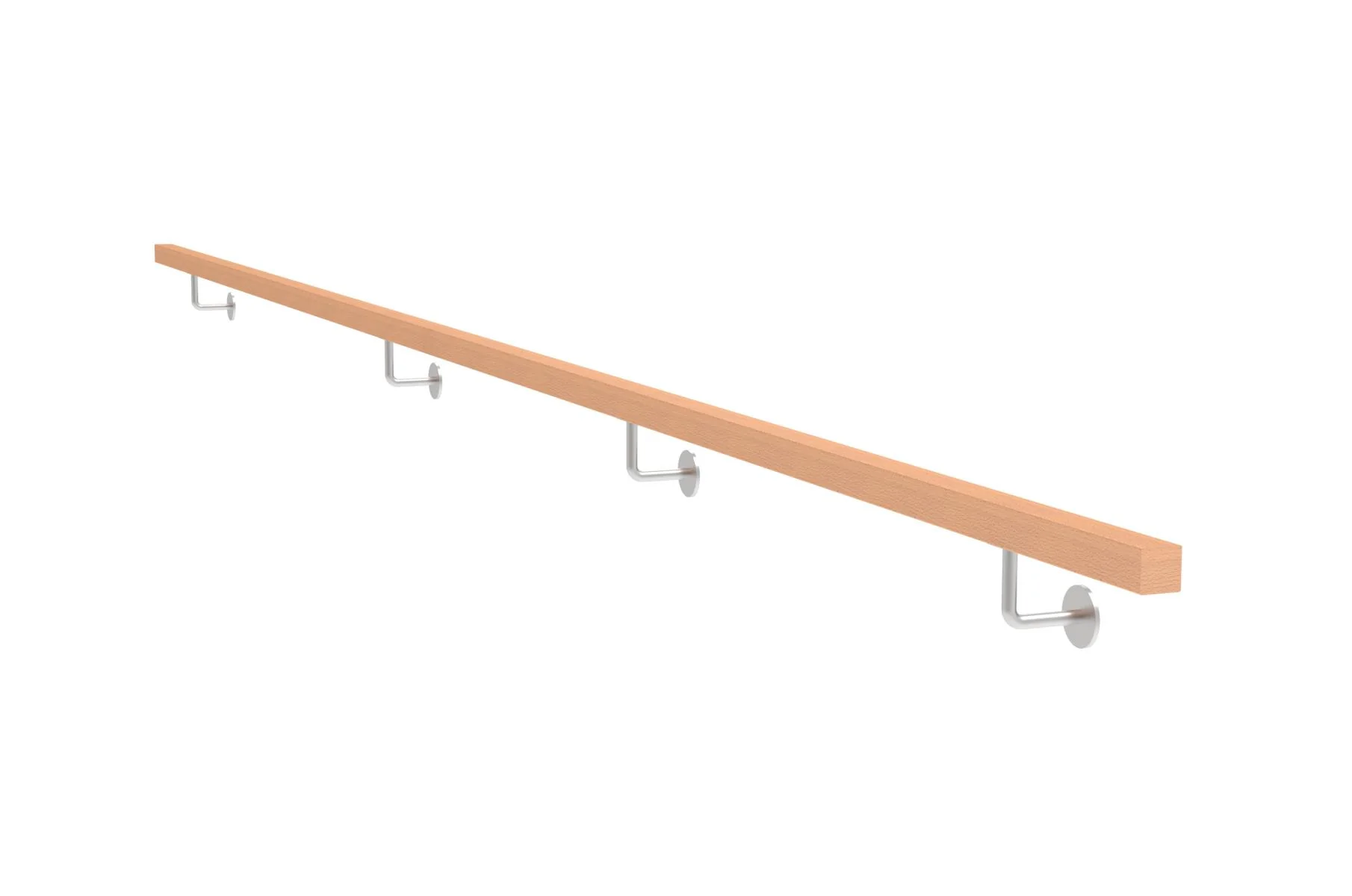 Drewniana poręcz BUK i uchwyty ze stali nierdzewnej, JP40x40mm/L4000mm
