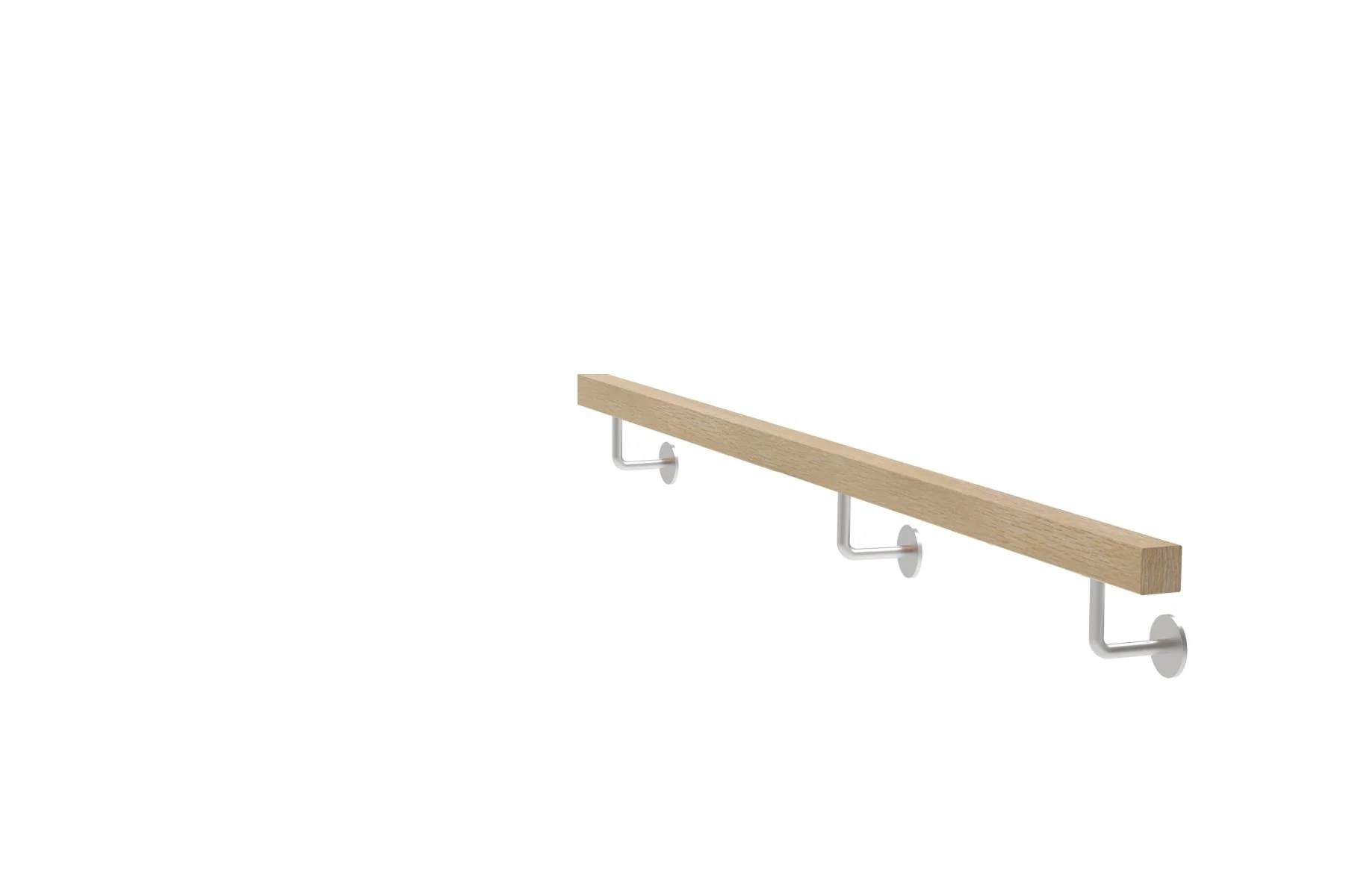 Drewniana poręcz DĄB i uchwyty ze stali nierdzewnej, JP40x40mm/L2000mm