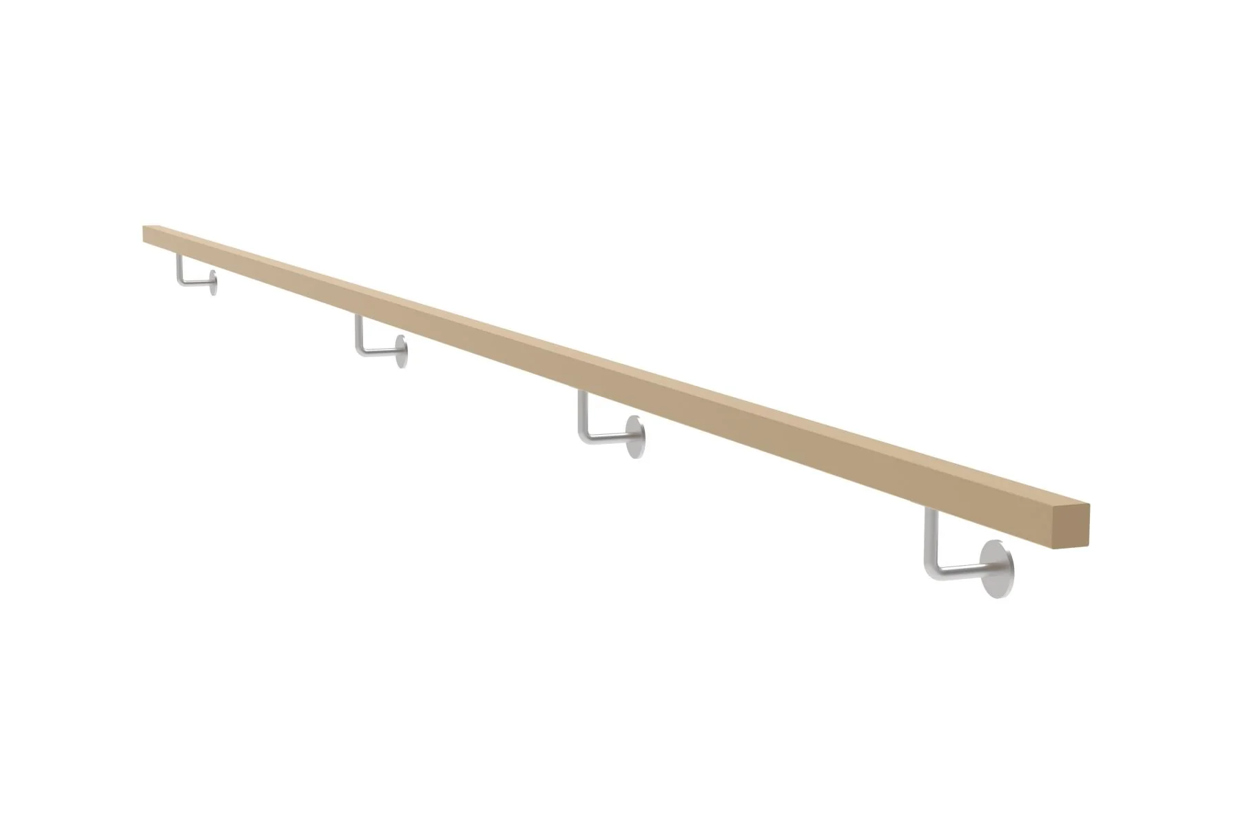 Drewniana poręcz DĄB i uchwyty ze stali nierdzewnej, JP40x40mm/L4000mm