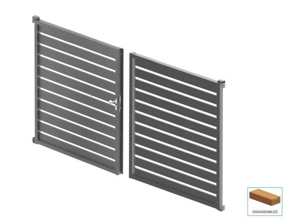 Dwuskrzydłowa brama aluminiowa 3,92x1,85m z wypełnieniem 20x100 R7016 - zestaw