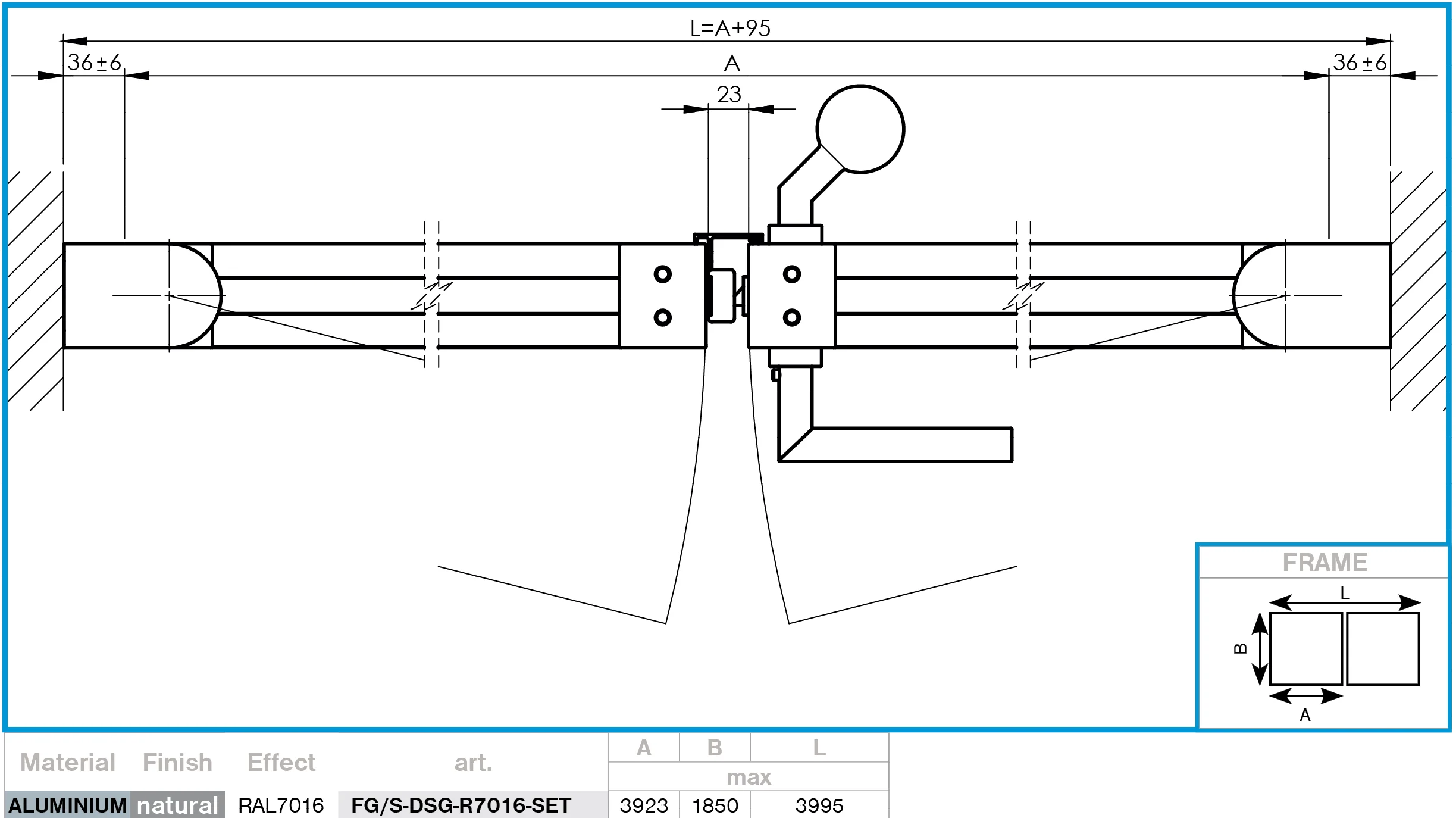 Dwuskrzydłowa brama aluminiowa 3,92x1,85m z wypełnieniem 20x100 R7016 - zestaw - Image 2