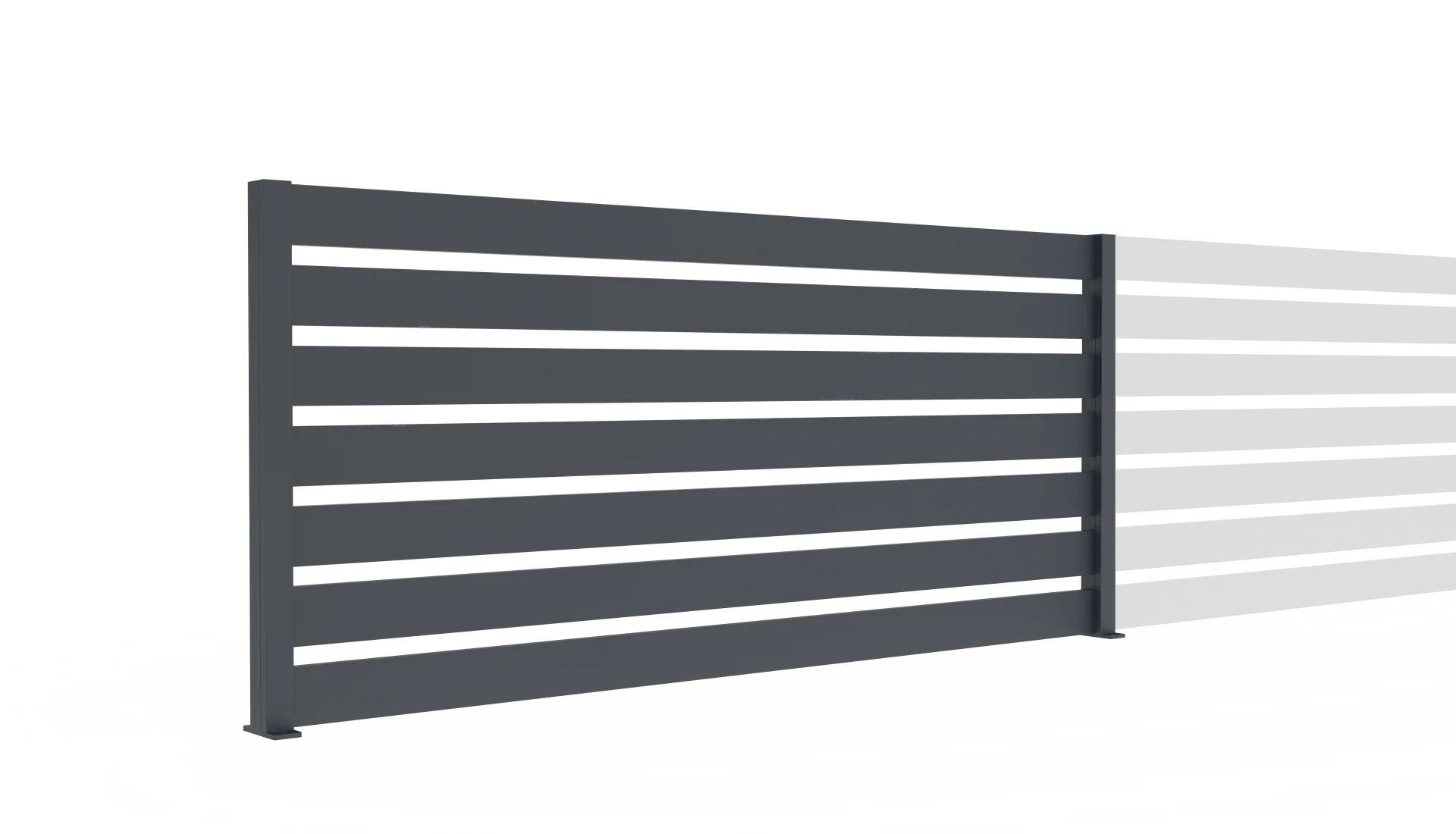 Ogrodzenie aluminiowe z listwą 20x100, 0,9x2m