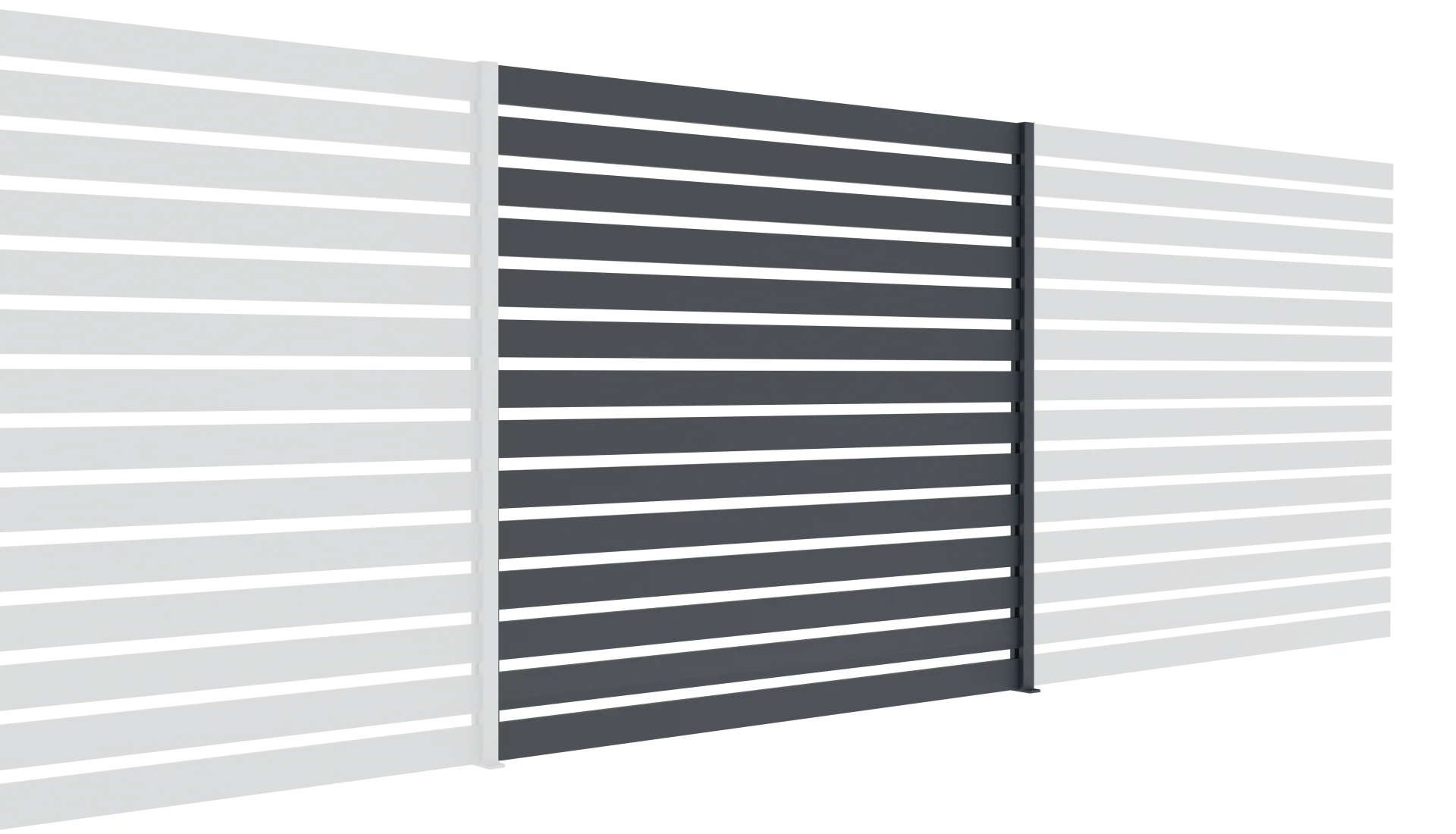 Ogrodzenie aluminiowe z listwą 20x100, 1,85x2m
