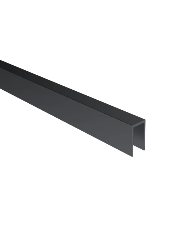 Profil szklany U AL 20x40x2 mm do szkła o grubości 10–12 mm, czarny, anodowany