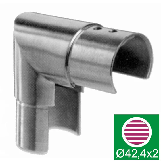 Uchwyt szkla-złączka rury-kolano AISI316 90°, D42, - Image 2