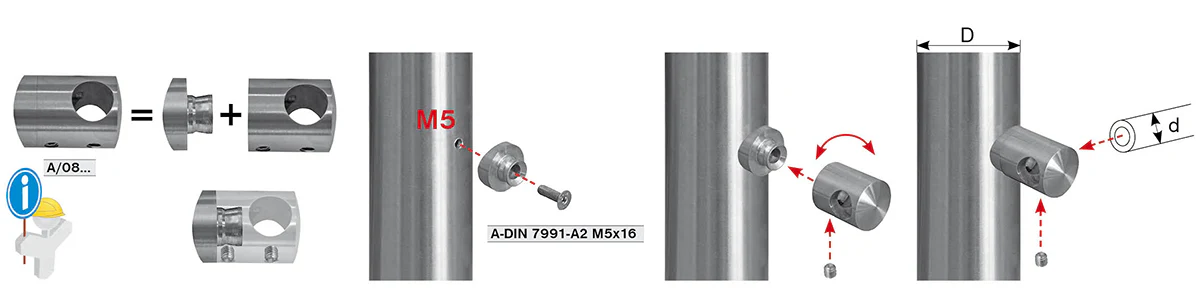 Uchwyt złączny D12/D42,4 AISI 316 AISI316, d12/D42 - Image 3