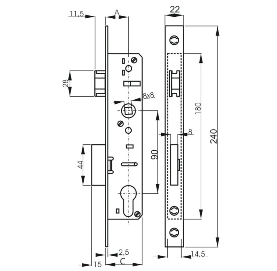 Zamek 50x30mm AISI304 - Image 2