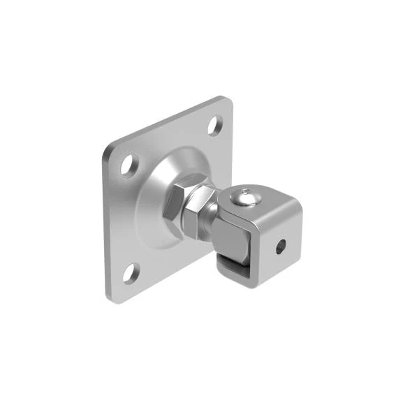 Zawias regulowany z płytką, INOX, M20, 100x100mm